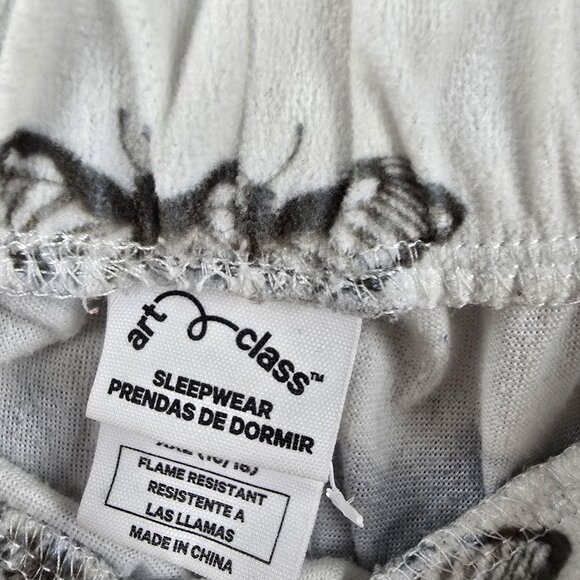 Art Class Pajama Set Butterfly Print White/Black Comfortable Sleepwear - Picture 4 of 9